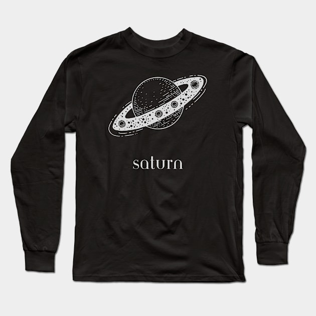 Planet Saturn-Planet Earth Long Sleeve T-Shirt by HobbyAndArt